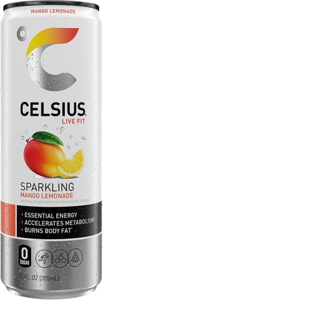 Celsius Sparkling Mango Lemonade.